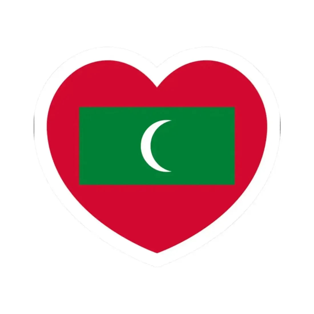 Heart Flag of Maldives - STICKER Vinyl Kiss-Cut Decal 2 Inch White - The Sticker Space