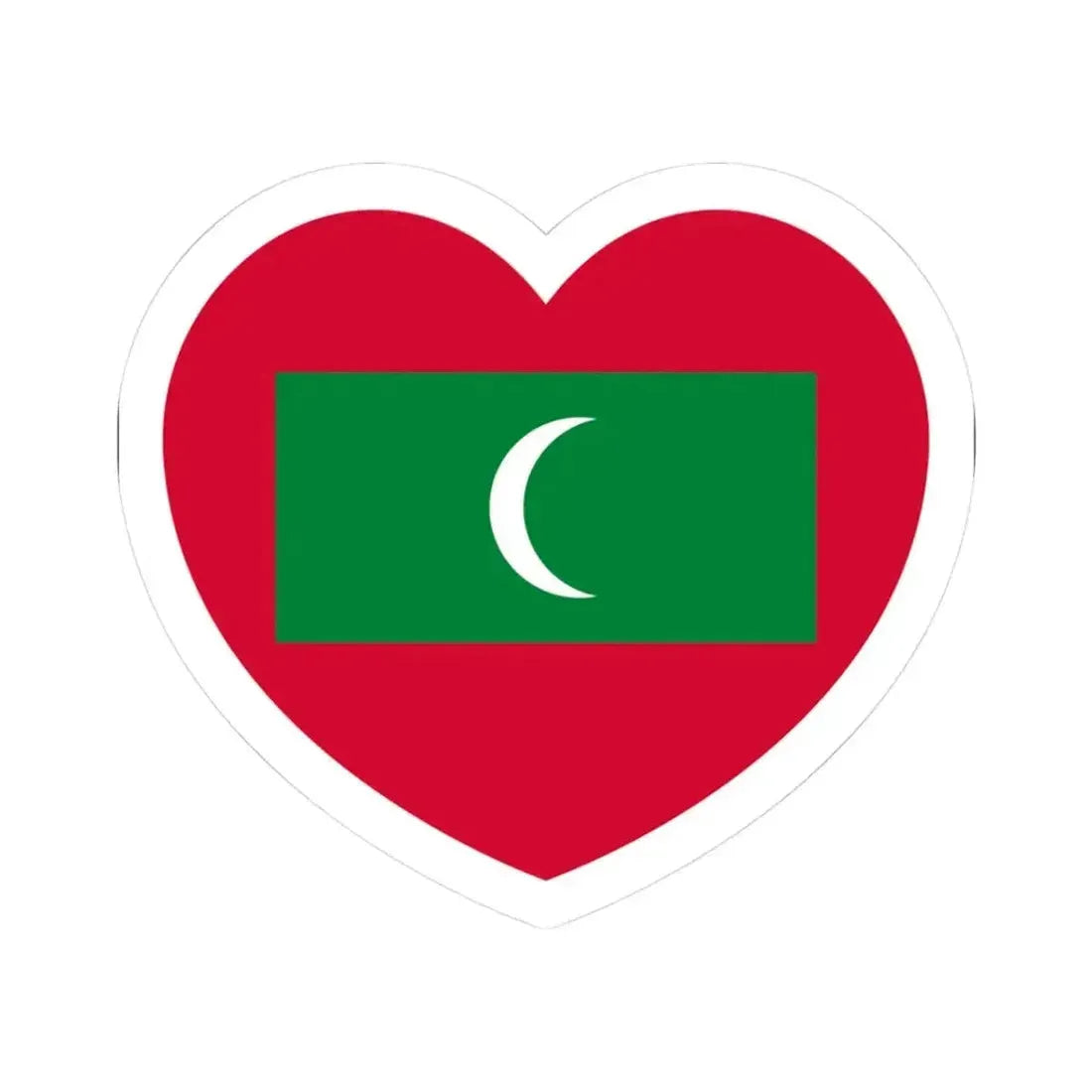 Heart Flag of Maldives - STICKER Vinyl Kiss-Cut Decal 3 Inch White - The Sticker Space
