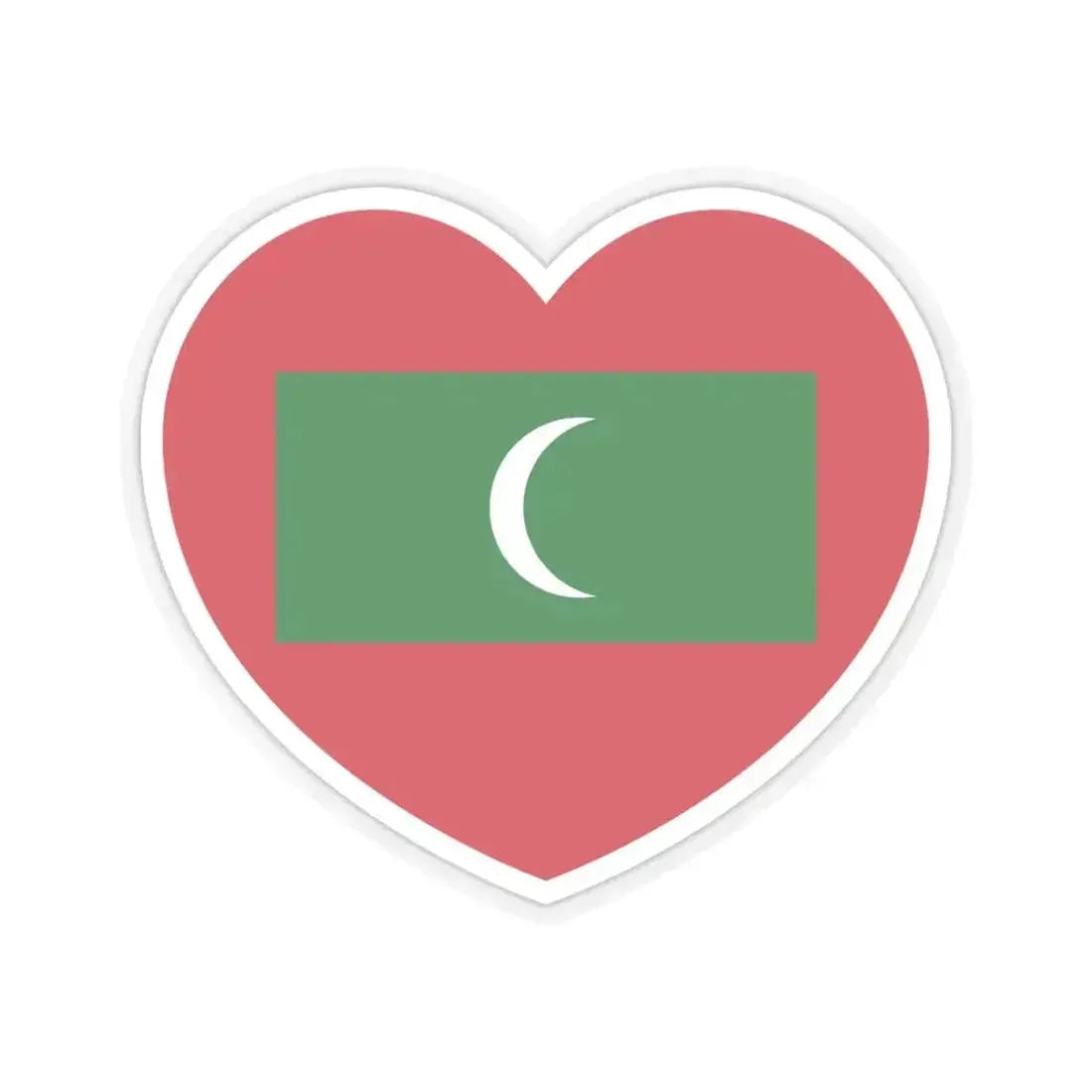 Heart Flag of Maldives - STICKER Vinyl Kiss-Cut Decal 4 Inch Transparent - The Sticker Space