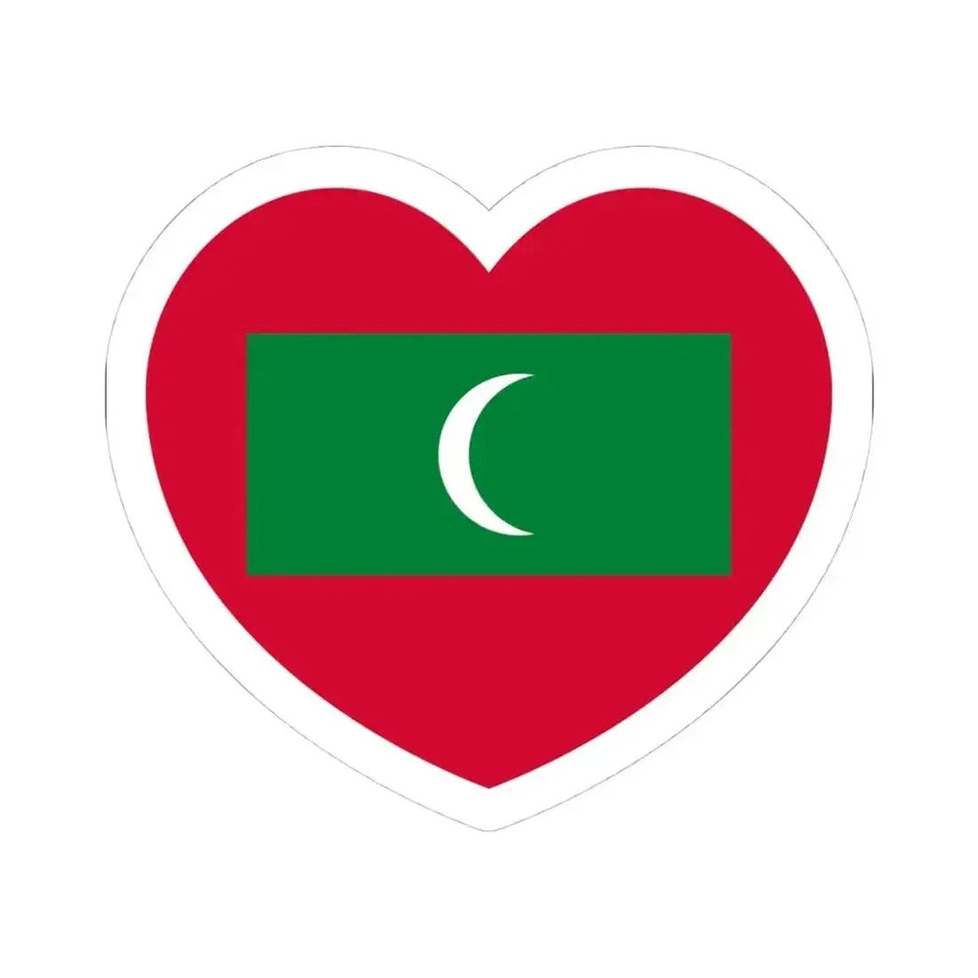 Heart Flag of Maldives - STICKER Vinyl Kiss-Cut Decal 4 Inch White - The Sticker Space