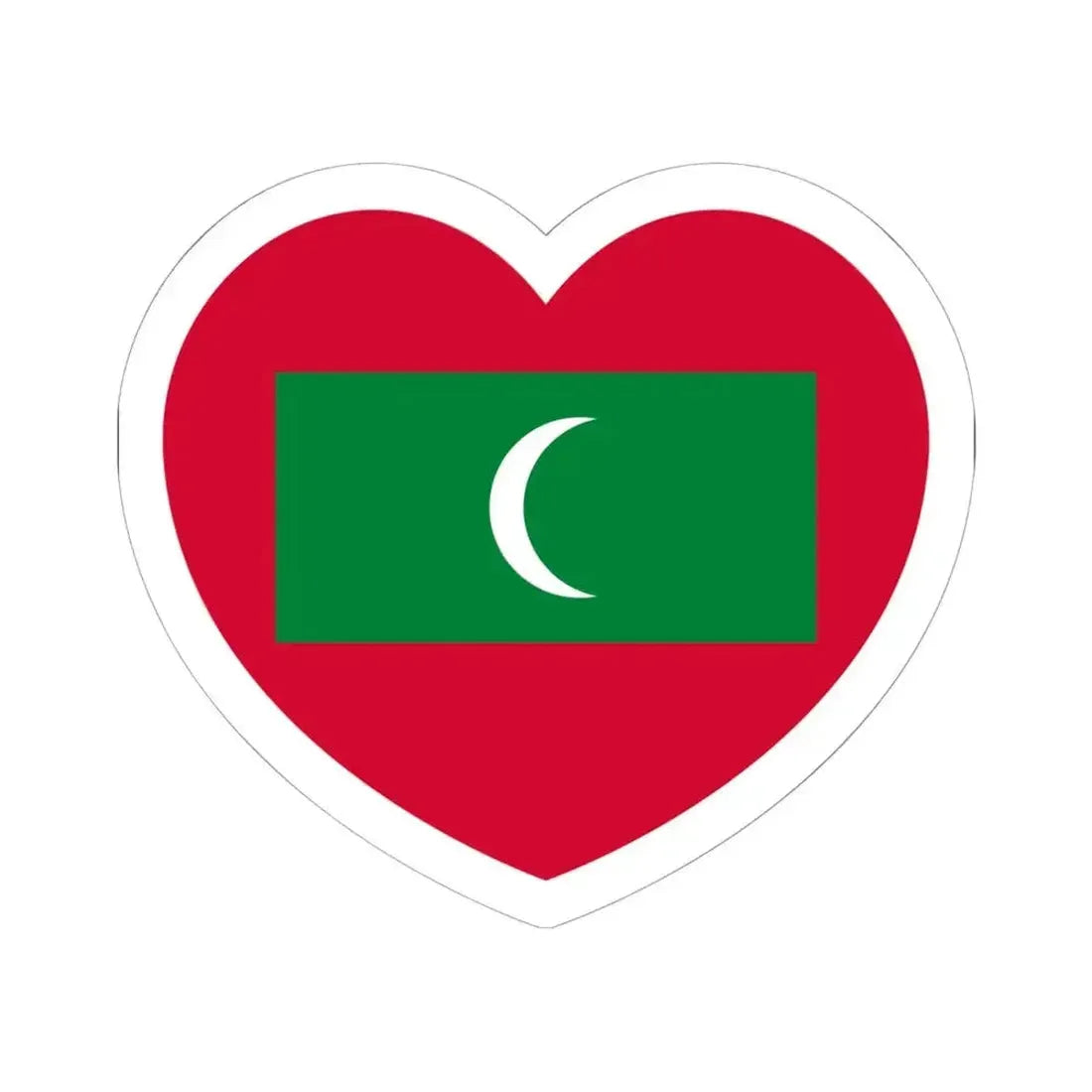 Heart Flag of Maldives - STICKER Vinyl Kiss-Cut Decal 6 Inch White - The Sticker Space