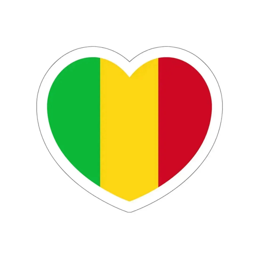 Heart Flag of Mali - STICKER Vinyl Die-Cut Decal White Die-Cut 4 Inch - The Sticker Space