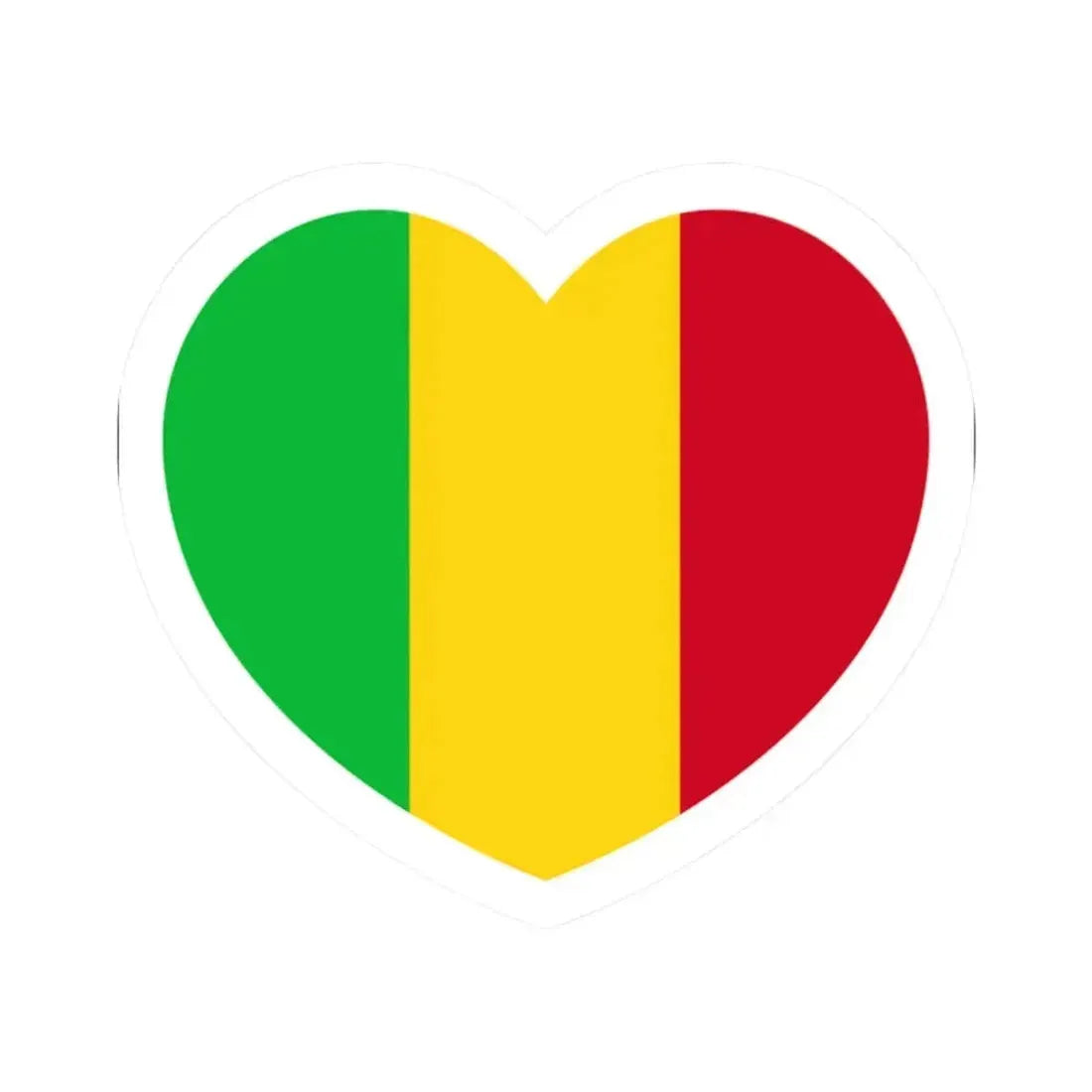 Heart Flag of Mali - STICKER Vinyl Kiss-Cut Decal 2 Inch White - The Sticker Space