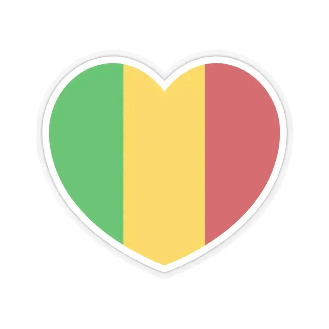 Heart Flag of Mali - STICKER Vinyl Kiss-Cut Decal 4 Inch Transparent - The Sticker Space