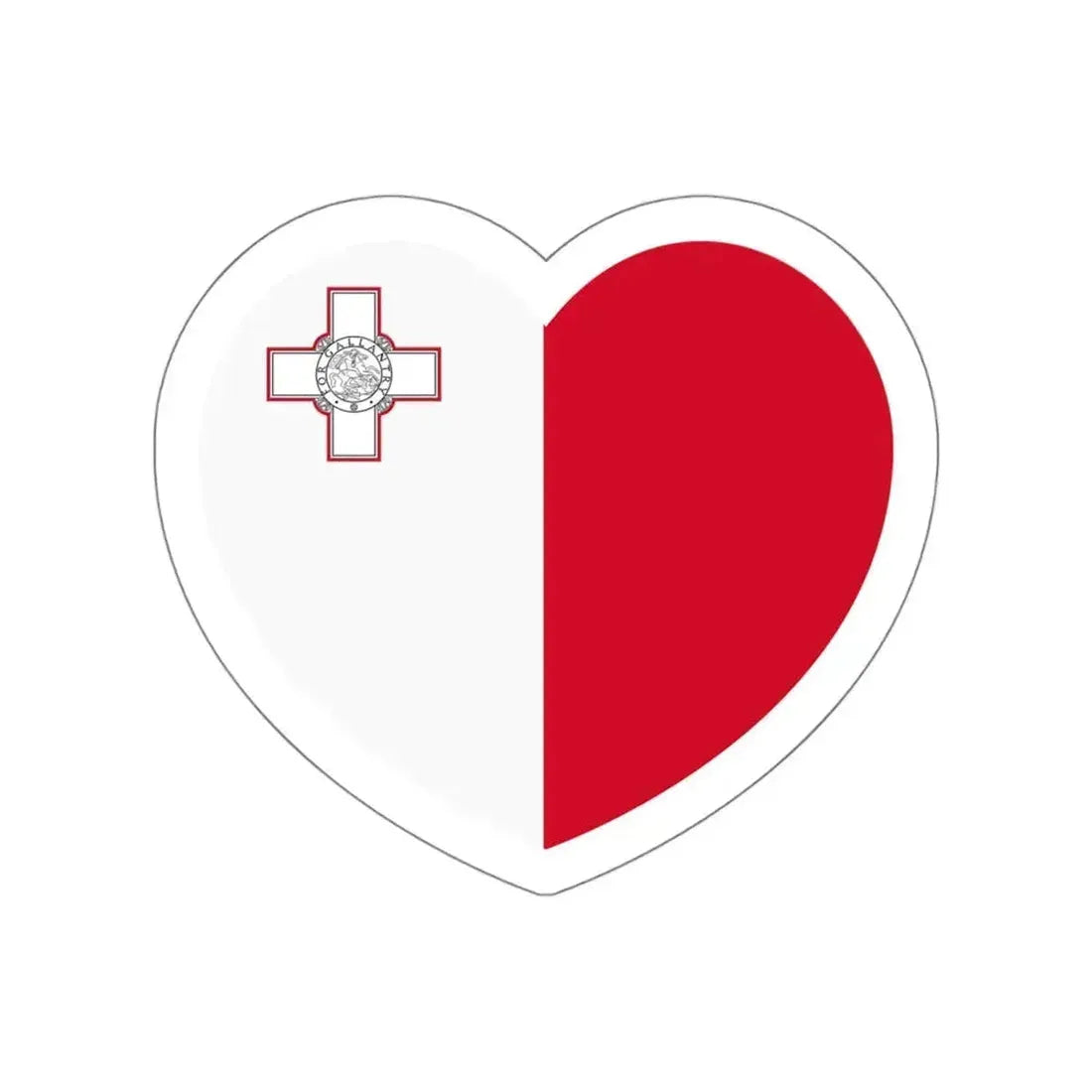 Heart Flag of Malta - STICKER Vinyl Die-Cut Decal White Die-Cut 4 Inch - The Sticker Space