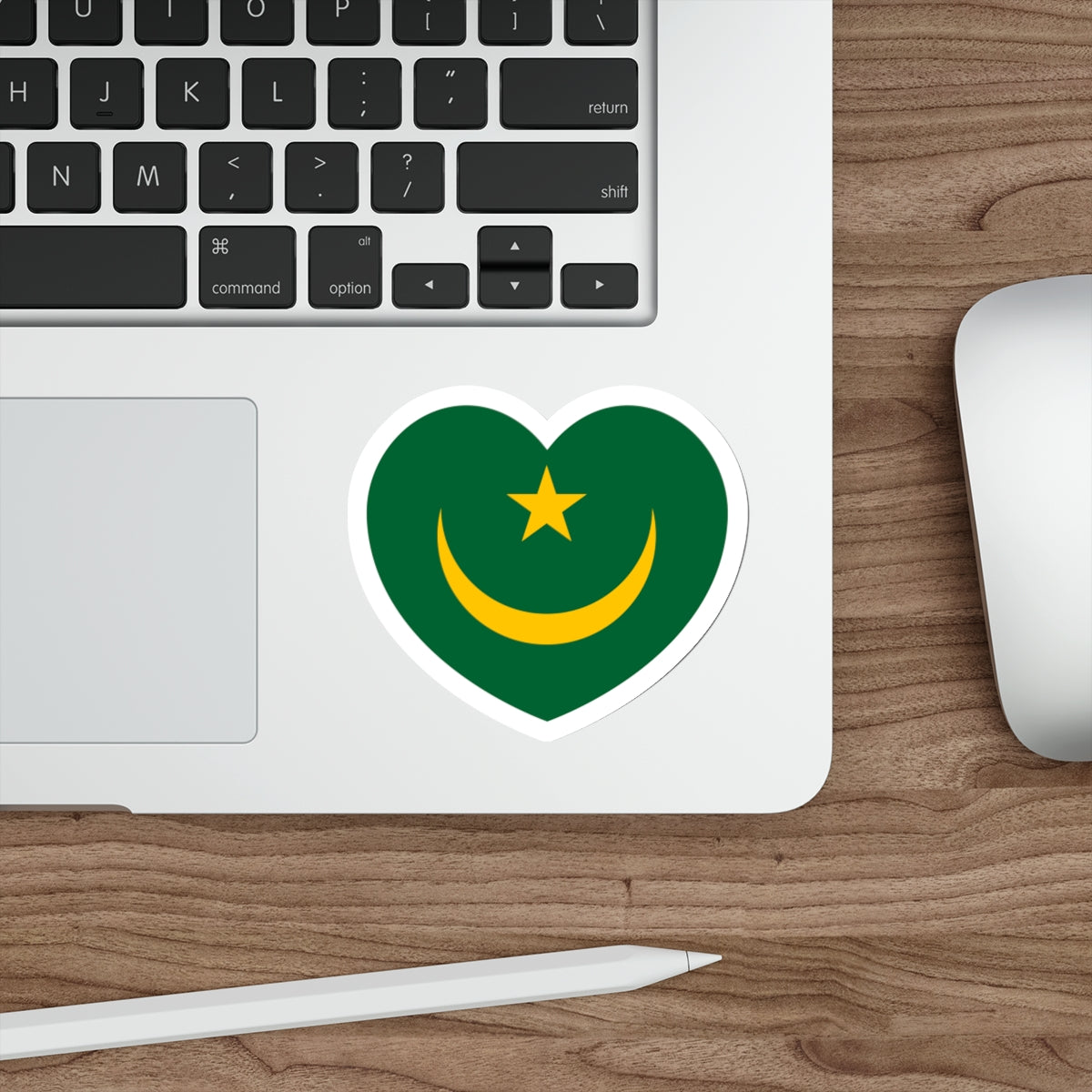 Heart Flag of Mauritania 1959-2017 - STICKER Vinyl Die-Cut Decal-The Sticker Space