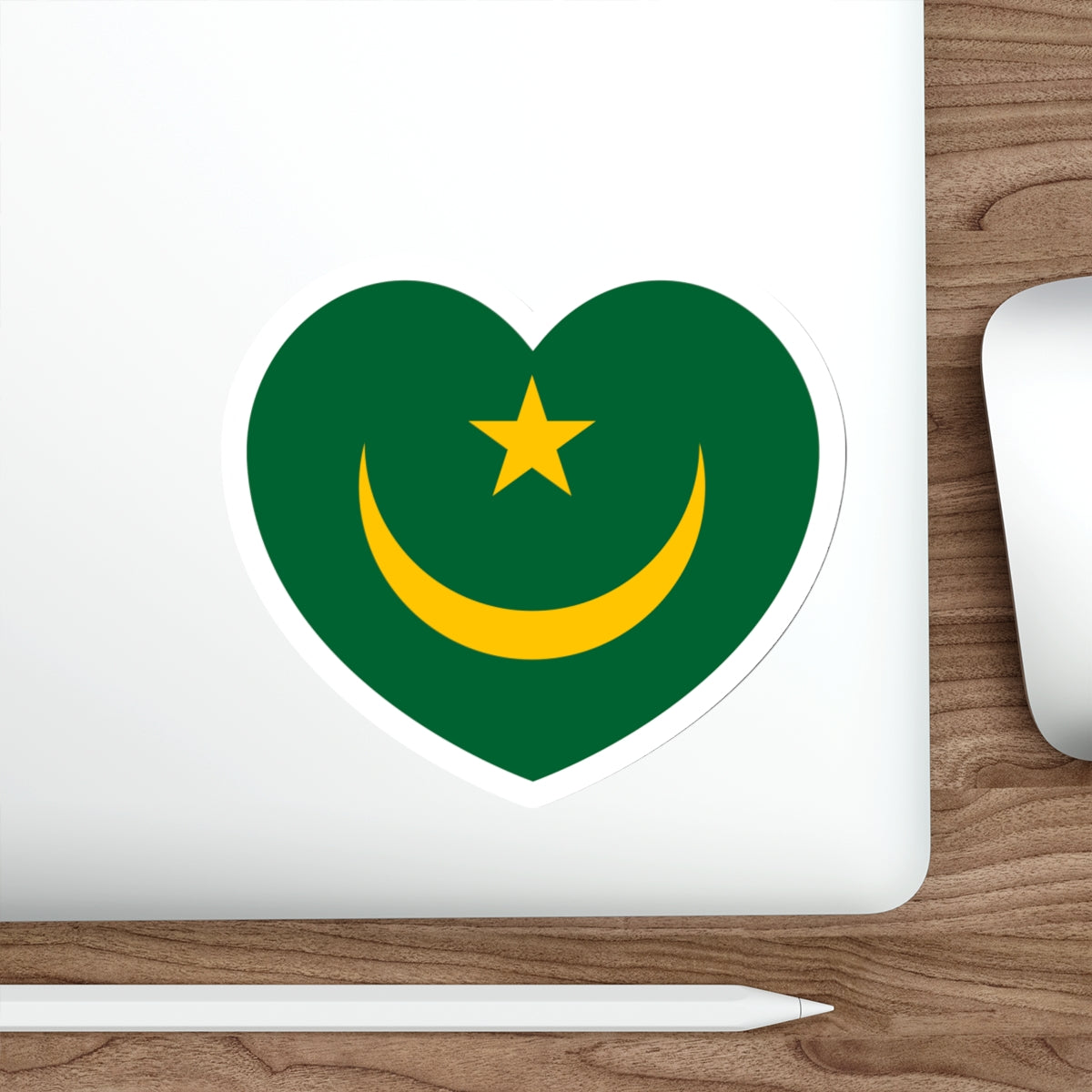 Heart Flag of Mauritania 1959-2017 - STICKER Vinyl Die-Cut Decal-The Sticker Space