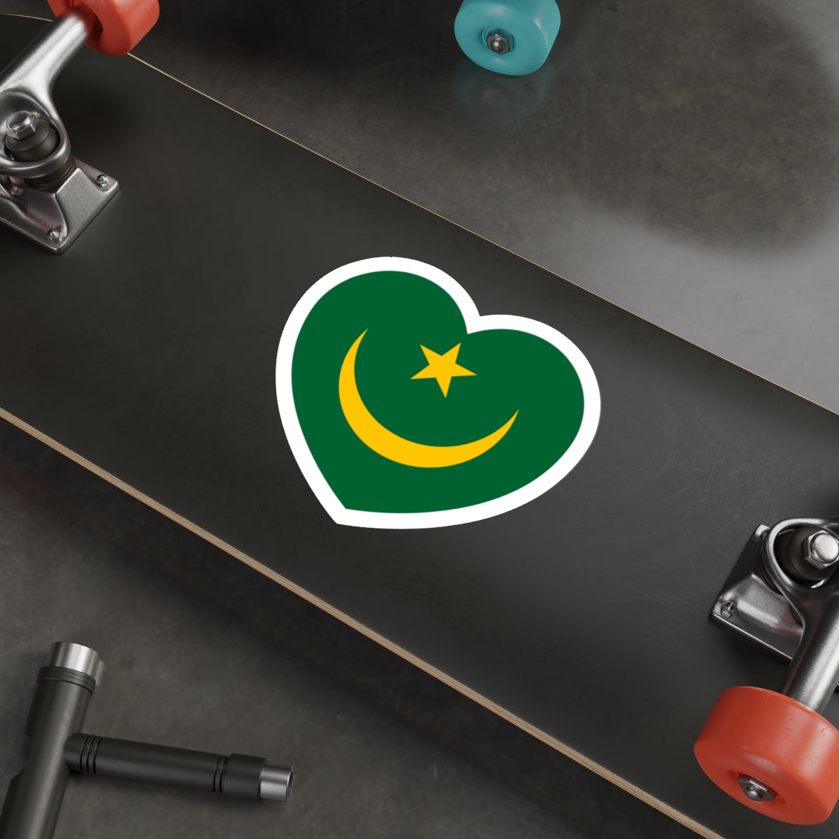 Heart Flag of Mauritania 1959-2017 - STICKER Vinyl Die-Cut Decal-The Sticker Space