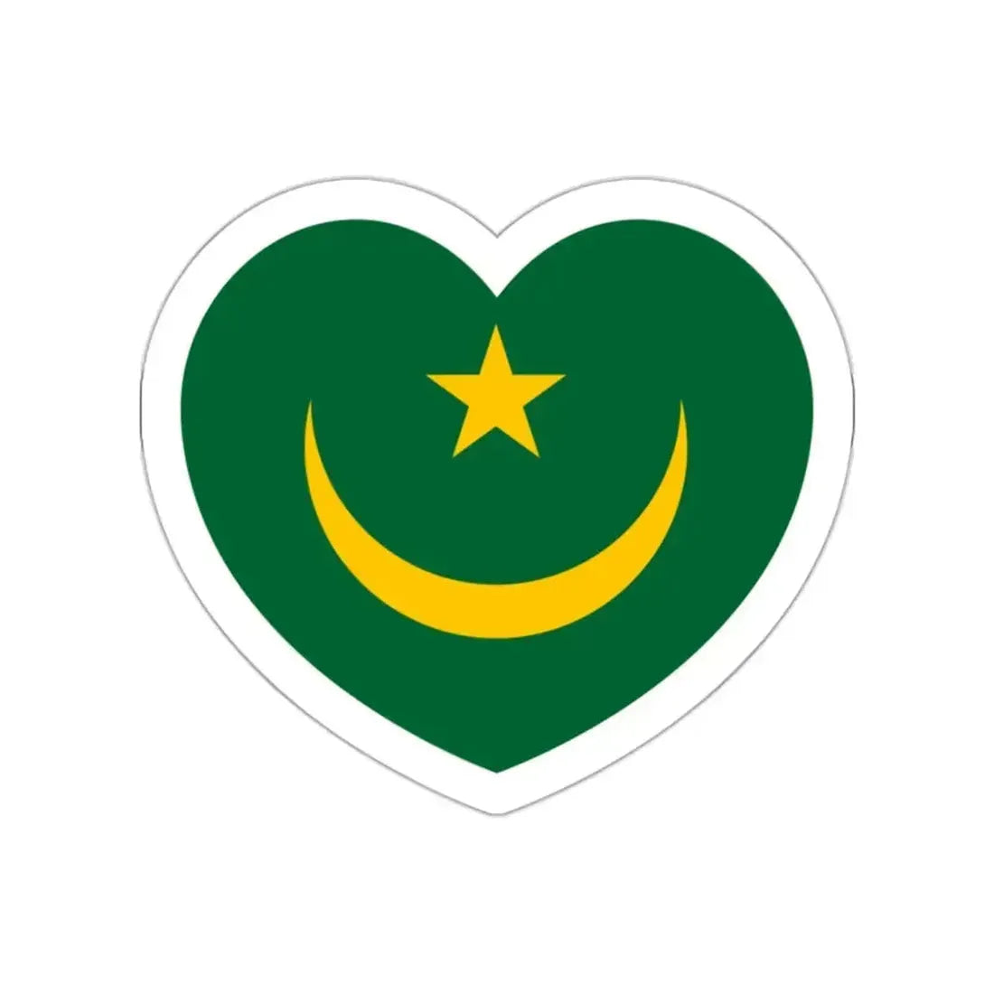 Heart Flag of Mauritania 1959-2017 - STICKER Vinyl Die-Cut Decal White Die-Cut 2 Inch - The Sticker Space