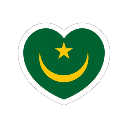 Heart Flag of Mauritania 1959-2017 - STICKER Vinyl Die-Cut Decal White Die-Cut 2 Inch - The Sticker Space