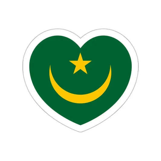 Heart Flag of Mauritania 1959-2017 - STICKER Vinyl Die-Cut Decal White Die-Cut 2 Inch - The Sticker Space