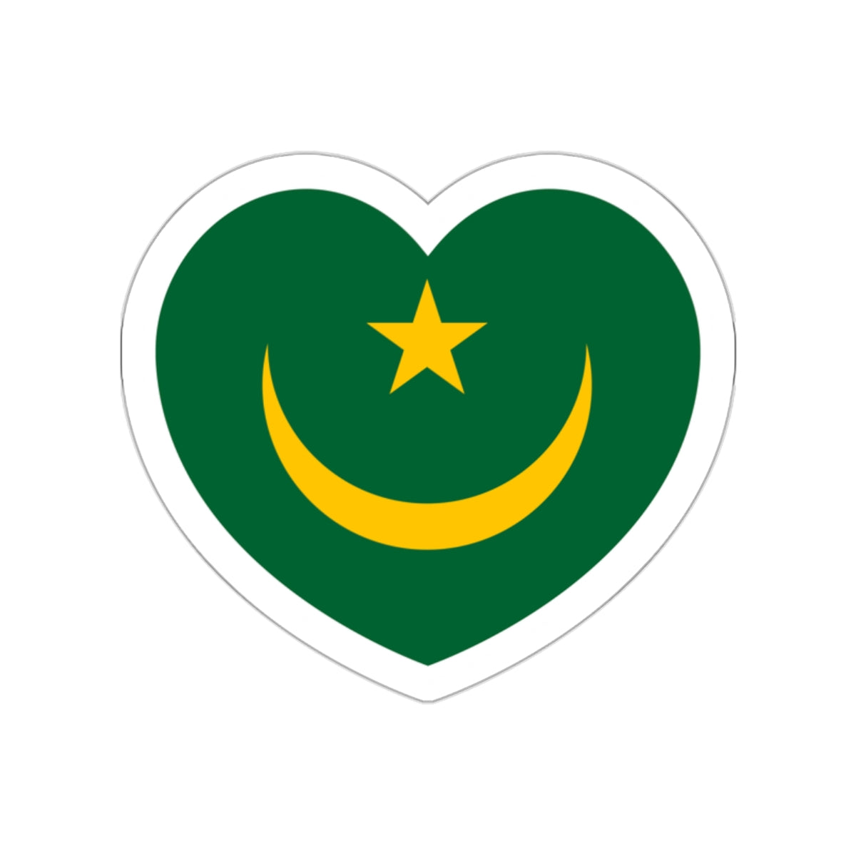 Heart Flag of Mauritania 1959-2017 - STICKER Vinyl Die-Cut Decal-White-The Sticker Space