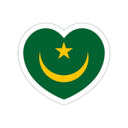 Heart Flag of Mauritania 1959-2017 - STICKER Vinyl Die-Cut Decal-White-The Sticker Space