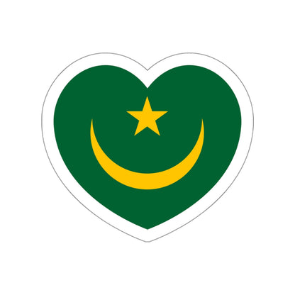 Heart Flag of Mauritania 1959-2017 - STICKER Vinyl Die-Cut Decal-White-The Sticker Space