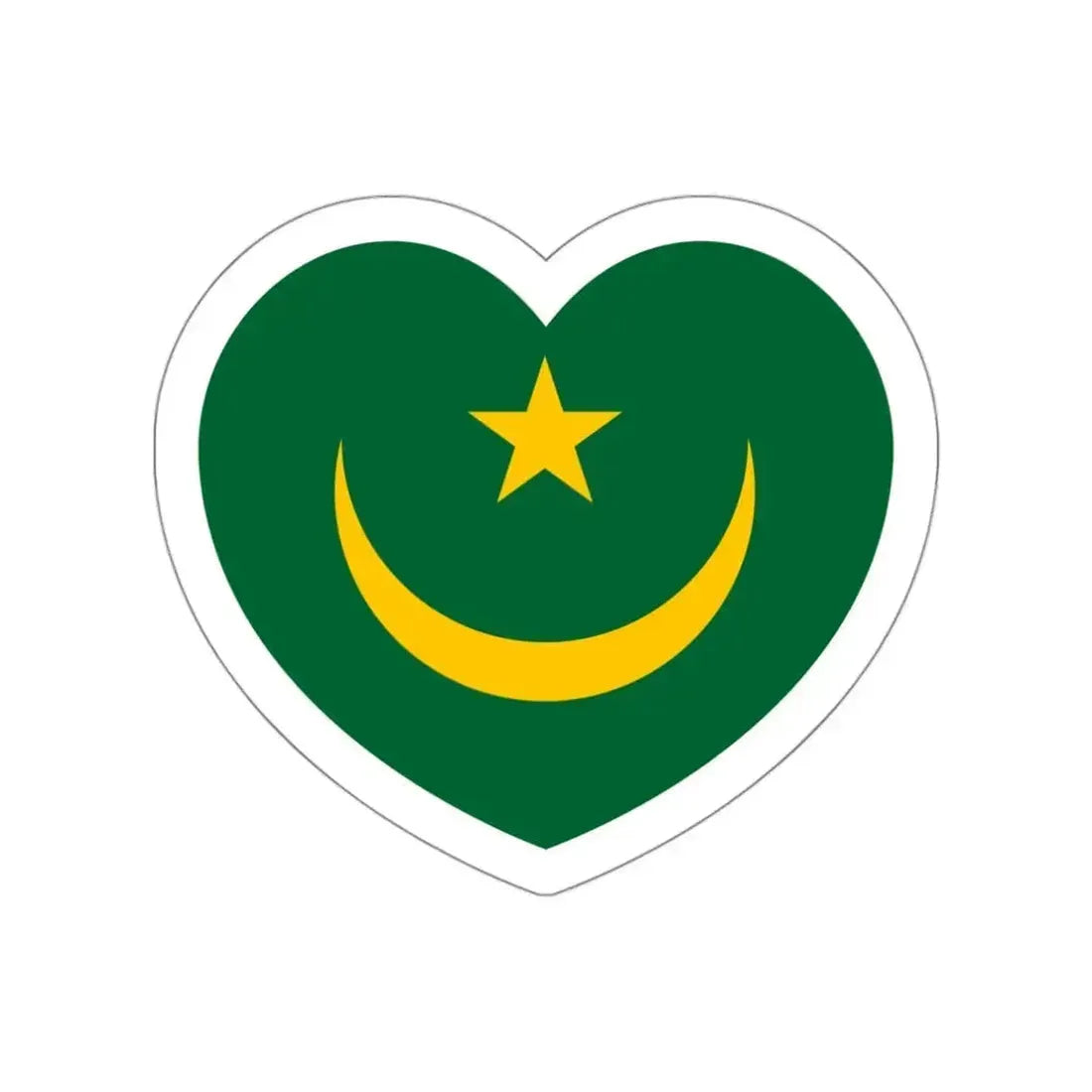 Heart Flag of Mauritania 1959-2017 - STICKER Vinyl Die-Cut Decal White Die-Cut 3 Inch - The Sticker Space
