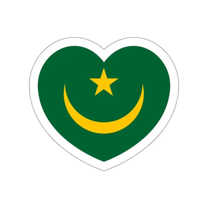 Heart Flag of Mauritania 1959-2017 - STICKER Vinyl Die-Cut Decal White Die-Cut 3 Inch - The Sticker Space