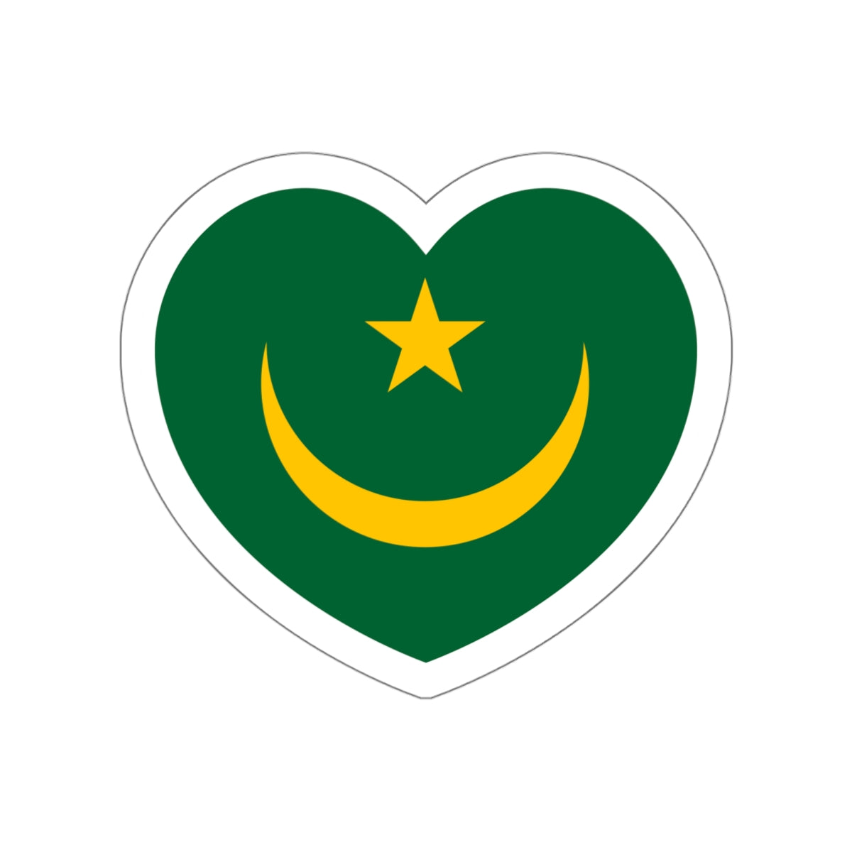 Heart Flag of Mauritania 1959-2017 - STICKER Vinyl Die-Cut Decal-White-The Sticker Space