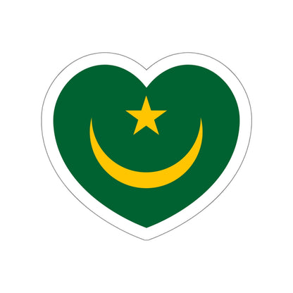 Heart Flag of Mauritania 1959-2017 - STICKER Vinyl Die-Cut Decal-White-The Sticker Space