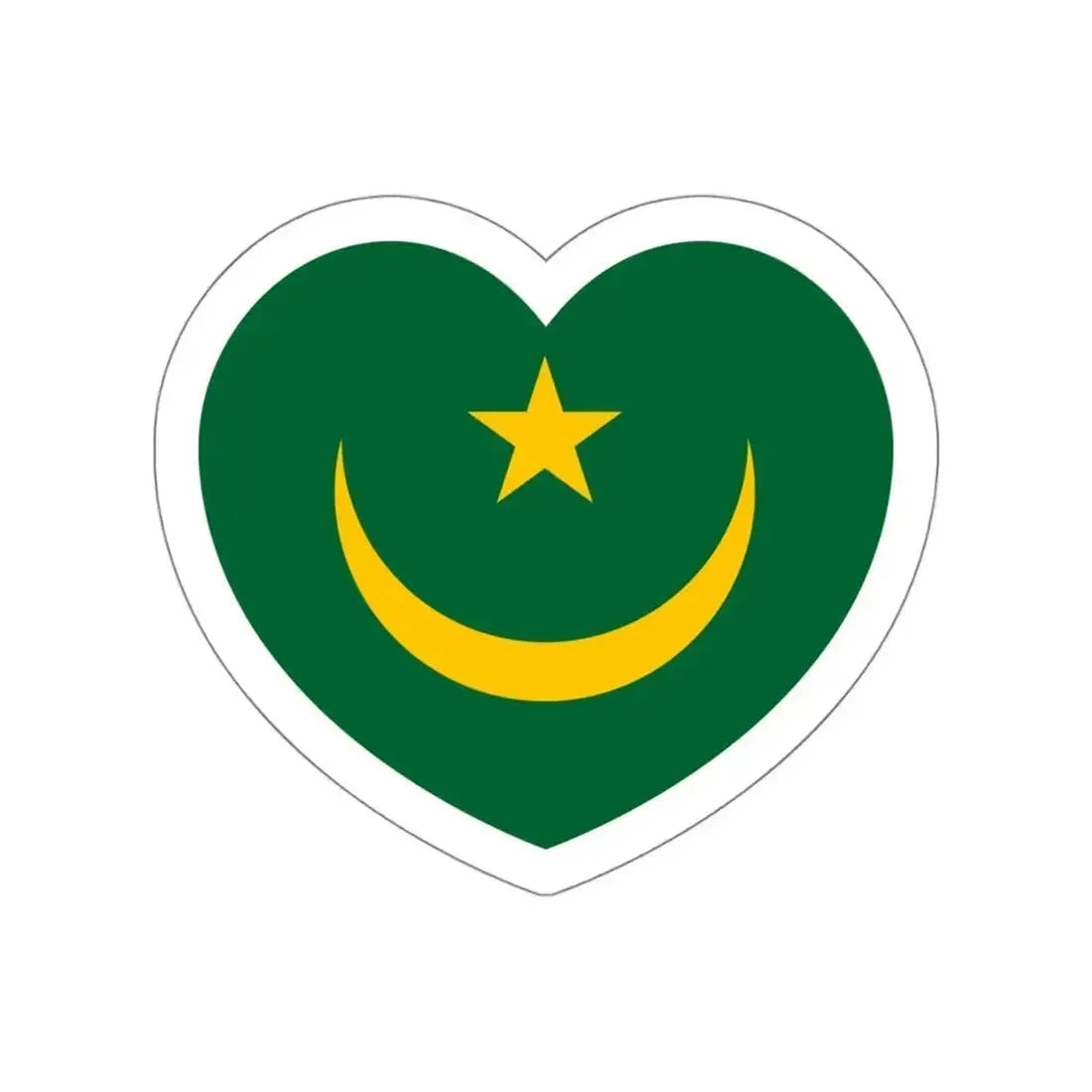 Heart Flag of Mauritania 1959-2017 - STICKER Vinyl Die-Cut Decal White Die-Cut 4 Inch - The Sticker Space