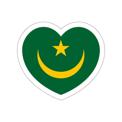 Heart Flag of Mauritania 1959-2017 - STICKER Vinyl Die-Cut Decal White Die-Cut 5 Inch - The Sticker Space