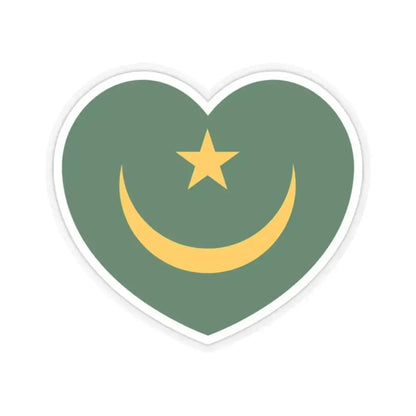 Heart Flag of Mauritania 1959-2017 - STICKER Vinyl Kiss-Cut Decal 2 Inch Transparent - The Sticker Space