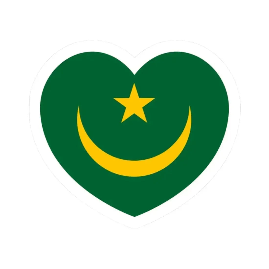 Heart Flag of Mauritania 1959-2017 - STICKER Vinyl Kiss-Cut Decal 2 Inch White - The Sticker Space
