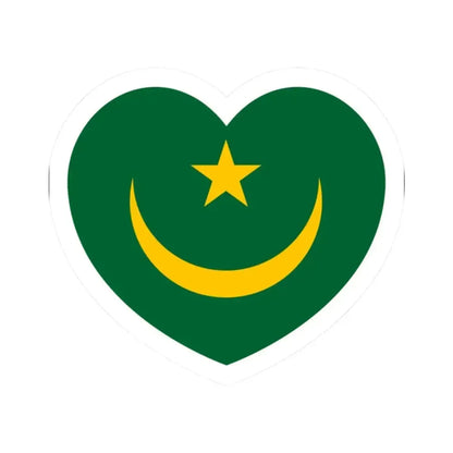 Heart Flag of Mauritania 1959-2017 - STICKER Vinyl Kiss-Cut Decal 2 Inch White - The Sticker Space
