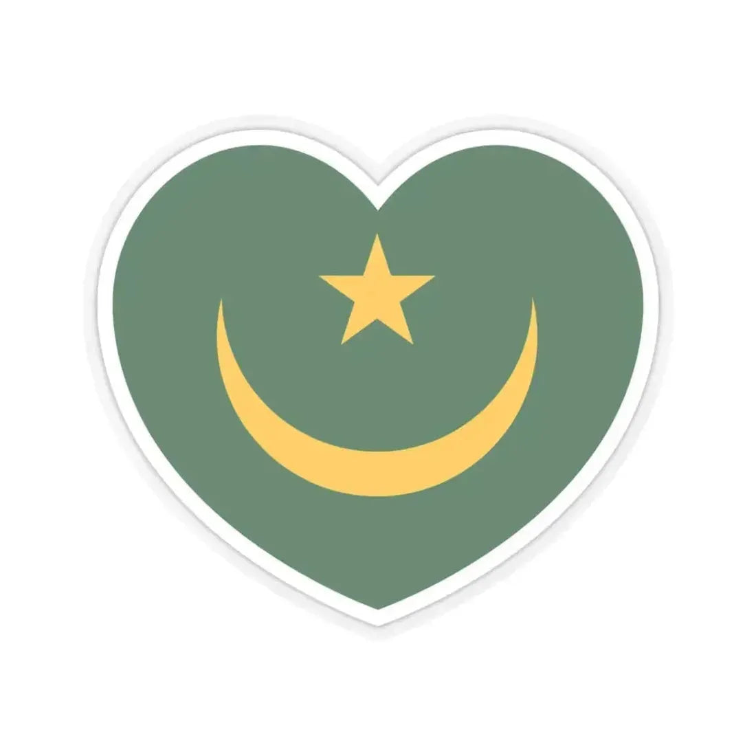 Heart Flag of Mauritania 1959-2017 - STICKER Vinyl Kiss-Cut Decal 3 Inch Transparent - The Sticker Space