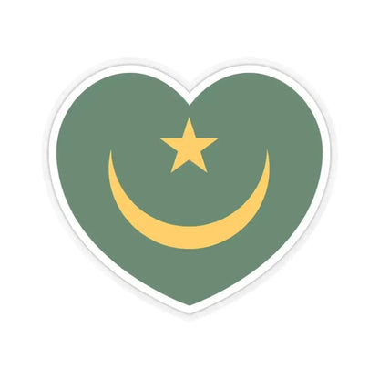 Heart Flag of Mauritania 1959-2017 - STICKER Vinyl Kiss-Cut Decal 3 Inch Transparent - The Sticker Space