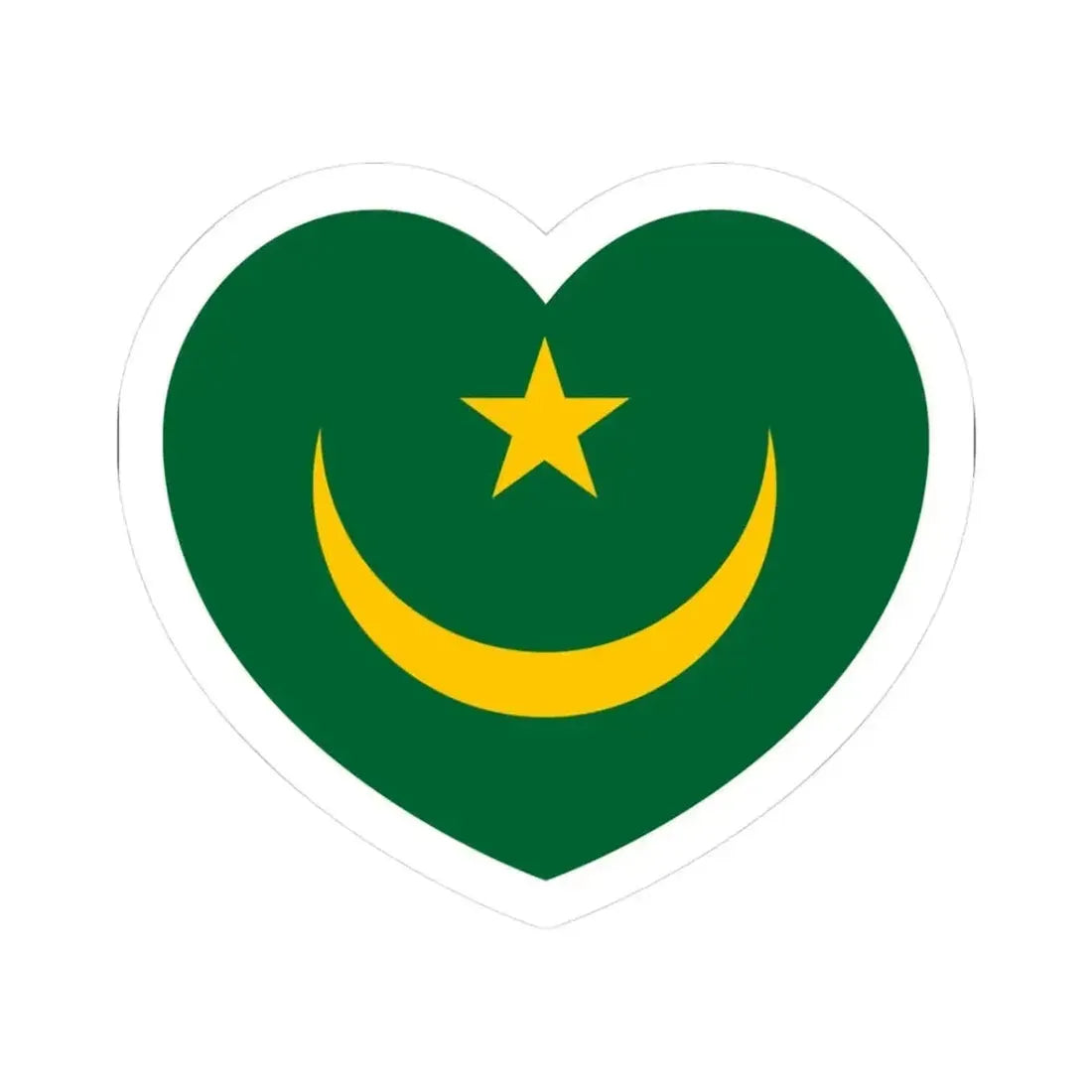 Heart Flag of Mauritania 1959-2017 - STICKER Vinyl Kiss-Cut Decal 3 Inch White - The Sticker Space