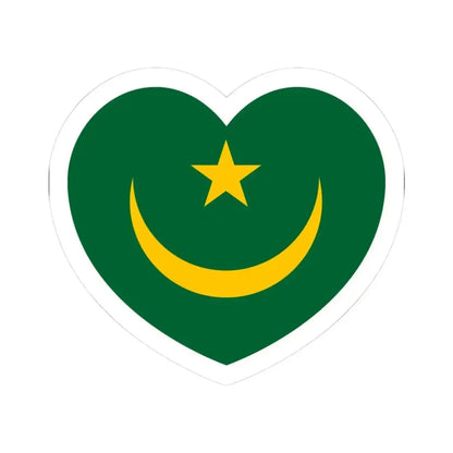 Heart Flag of Mauritania 1959-2017 - STICKER Vinyl Kiss-Cut Decal 3 Inch White - The Sticker Space