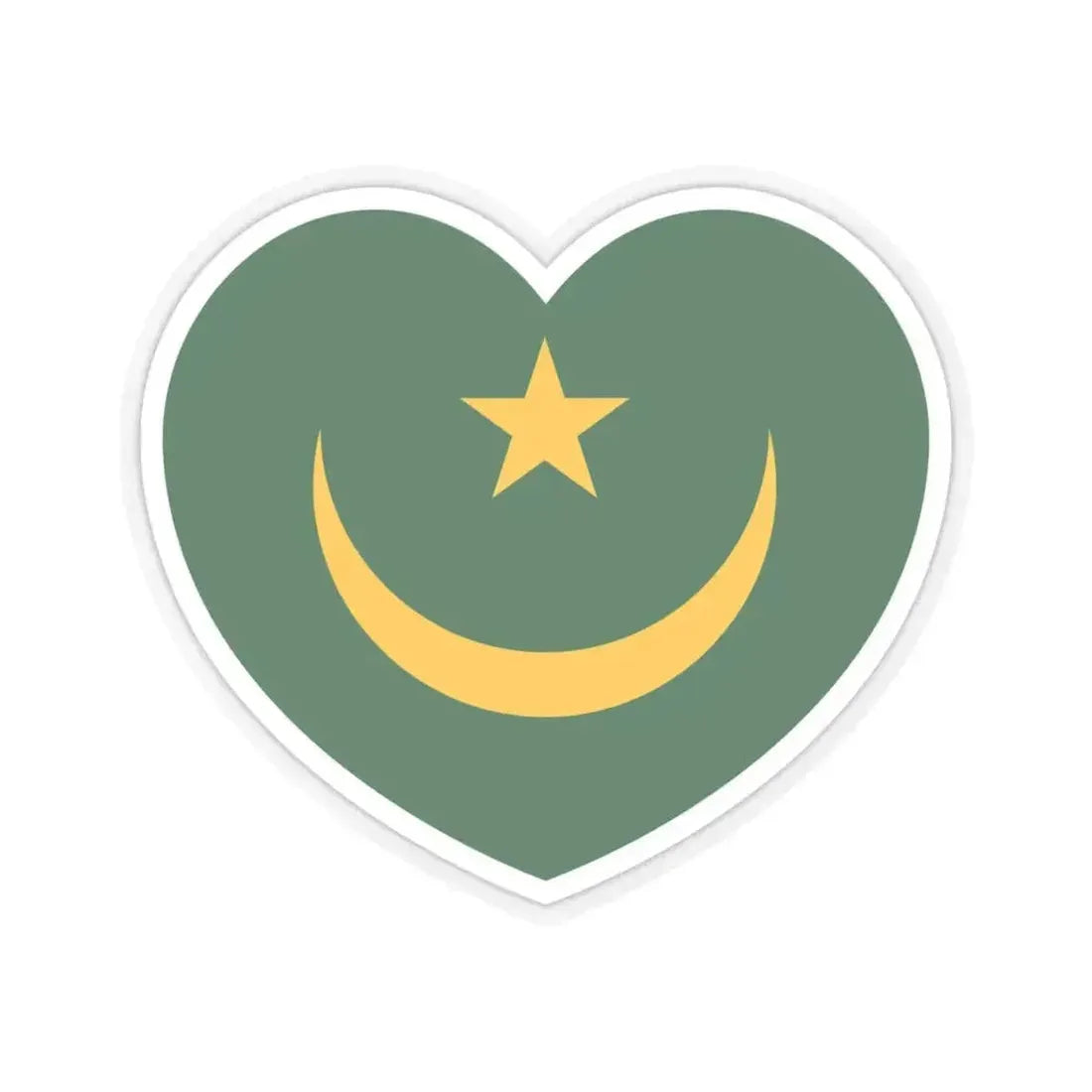 Heart Flag of Mauritania 1959-2017 - STICKER Vinyl Kiss-Cut Decal 4 Inch Transparent - The Sticker Space