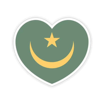 Heart Flag of Mauritania 1959-2017 - STICKER Vinyl Kiss-Cut Decal 4 Inch Transparent - The Sticker Space