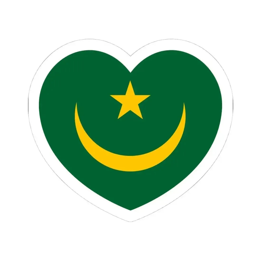 Heart Flag of Mauritania 1959-2017 - STICKER Vinyl Kiss-Cut Decal 4 Inch White - The Sticker Space