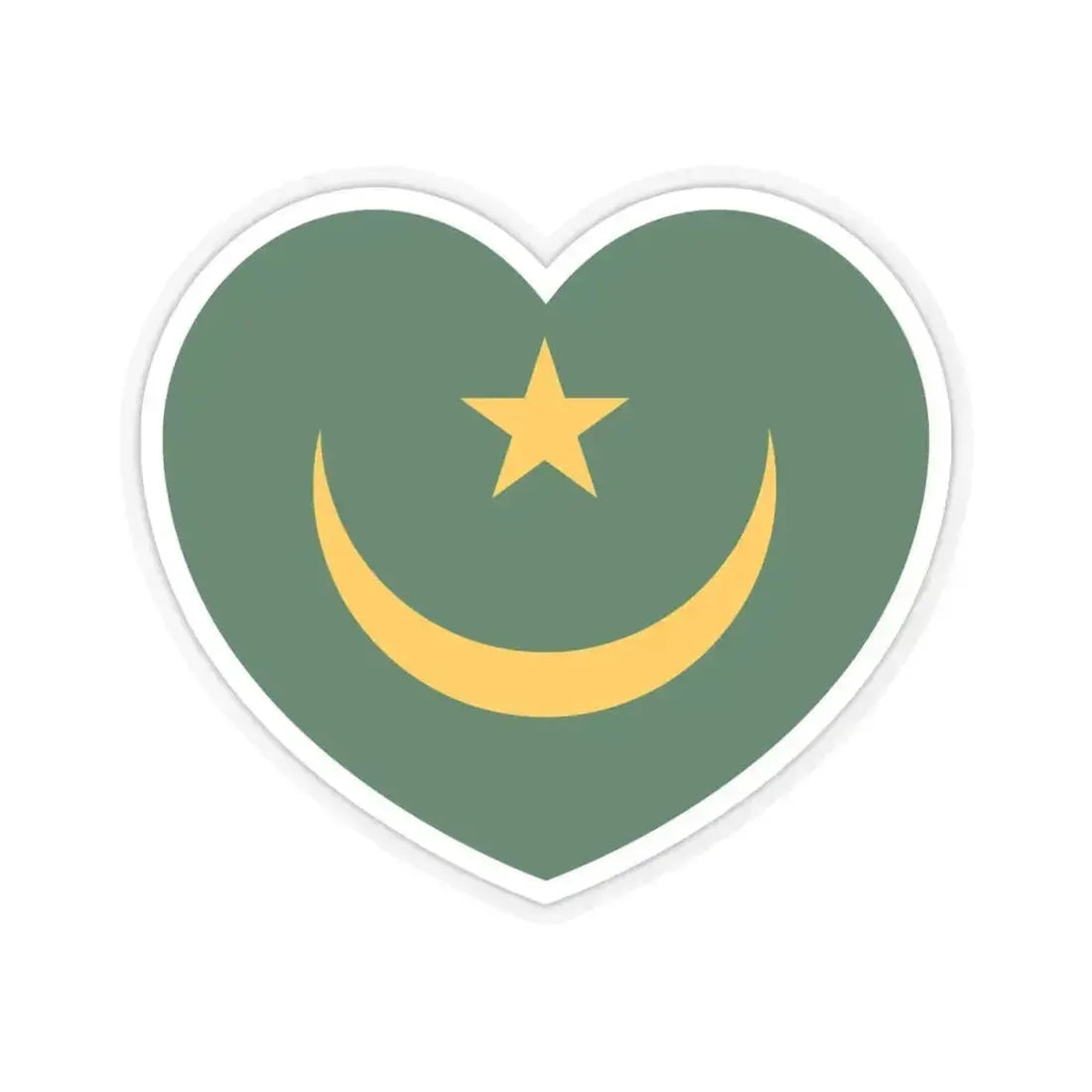 Heart Flag of Mauritania 1959-2017 - STICKER Vinyl Kiss-Cut Decal 6 Inch Transparent - The Sticker Space