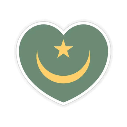 Heart Flag of Mauritania 1959-2017 - STICKER Vinyl Kiss-Cut Decal 6 Inch Transparent - The Sticker Space