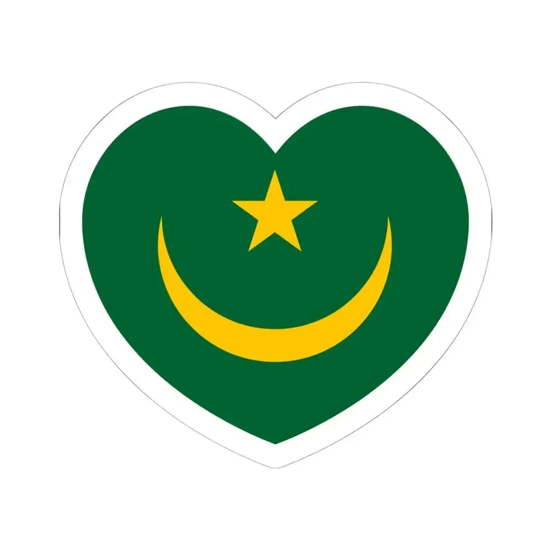 Heart Flag of Mauritania 1959-2017 - STICKER Vinyl Kiss-Cut Decal 6 Inch White - The Sticker Space