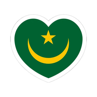 Heart Flag of Mauritania 1959-2017 - STICKER Vinyl Kiss-Cut Decal 6 Inch White - The Sticker Space