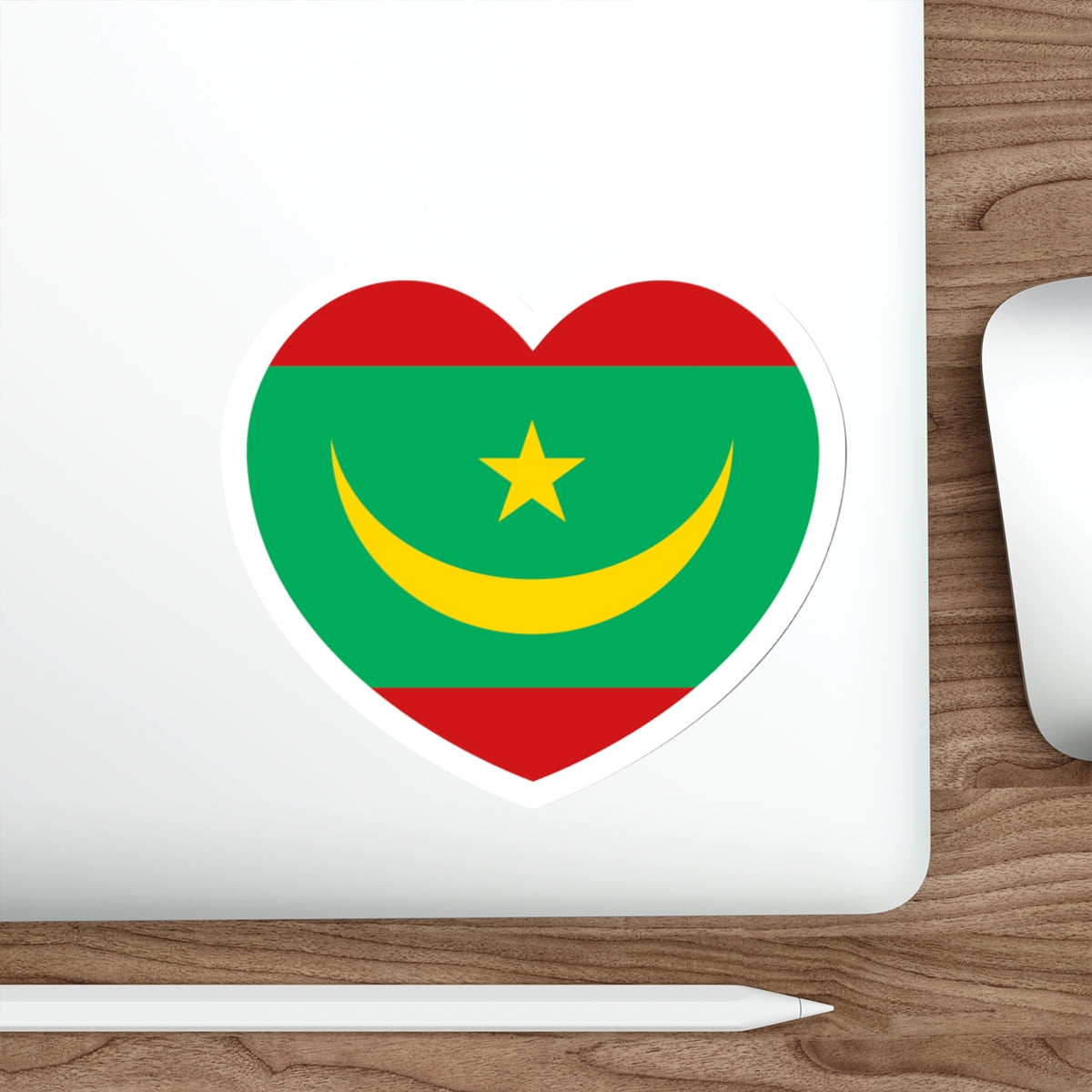 Heart Flag of Mauritania - STICKER Vinyl Die-Cut Decal-The Sticker Space