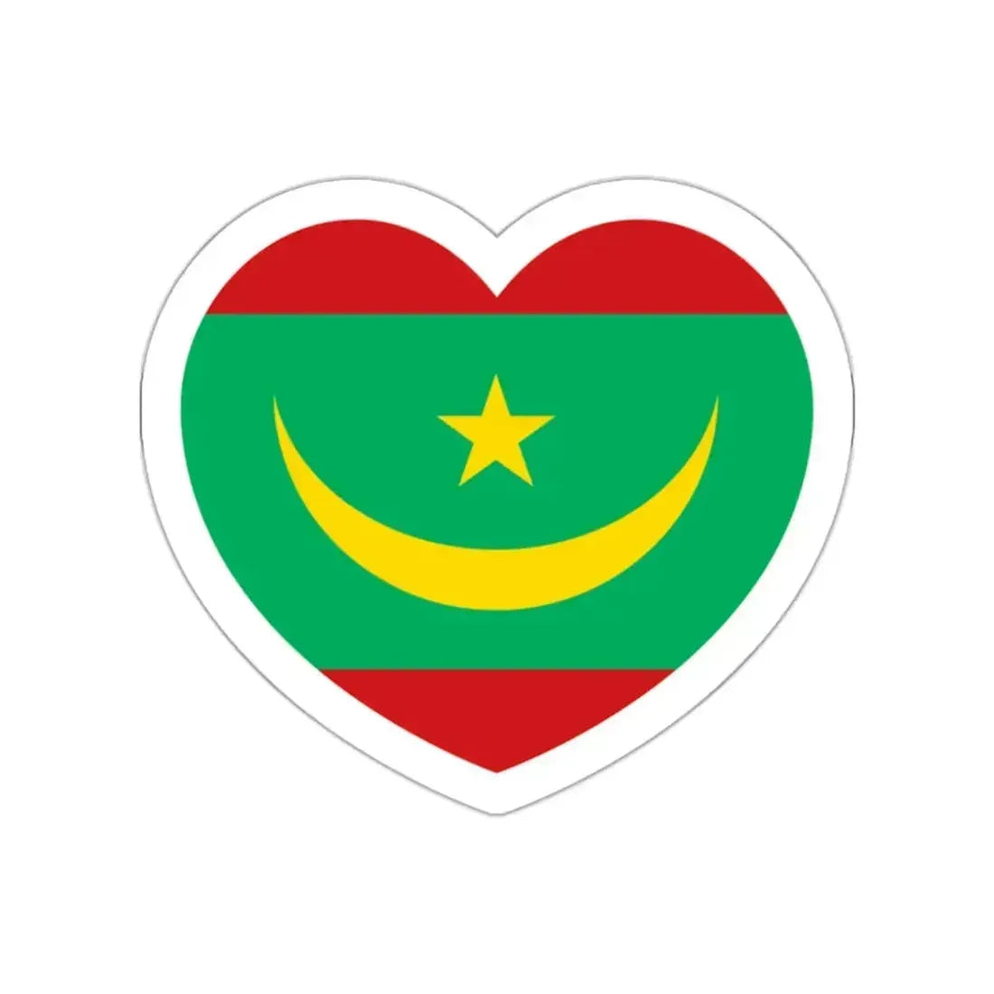 Heart Flag of Mauritania - STICKER Vinyl Die-Cut Decal White Die-Cut 2 Inch - The Sticker Space