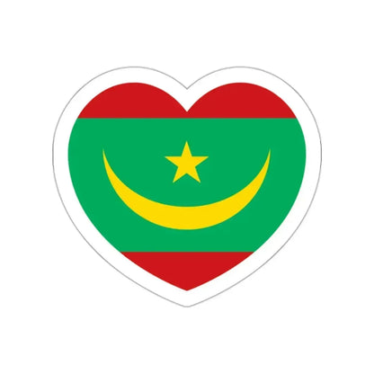 Heart Flag of Mauritania - STICKER Vinyl Die-Cut Decal White Die-Cut 2 Inch - The Sticker Space