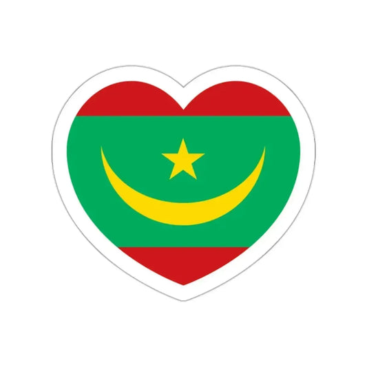 Heart Flag of Mauritania - STICKER Vinyl Die-Cut Decal White Die-Cut 2 Inch - The Sticker Space
