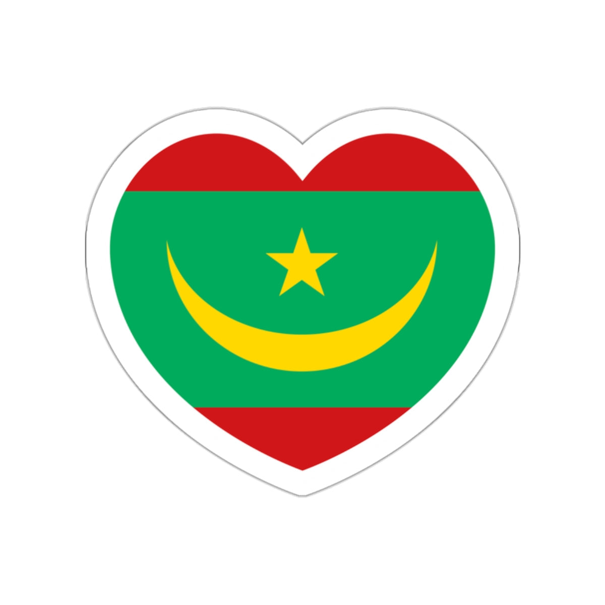 Heart Flag of Mauritania - STICKER Vinyl Die-Cut Decal-White-The Sticker Space