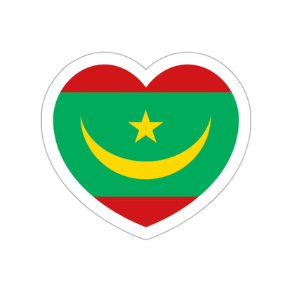 Heart Flag of Mauritania - STICKER Vinyl Die-Cut Decal-White-The Sticker Space