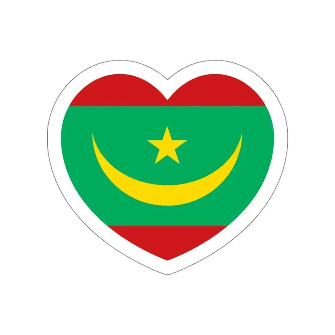 Heart Flag of Mauritania - STICKER Vinyl Die-Cut Decal White Die-Cut 3 Inch - The Sticker Space