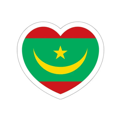 Heart Flag of Mauritania - STICKER Vinyl Die-Cut Decal White Die-Cut 3 Inch - The Sticker Space