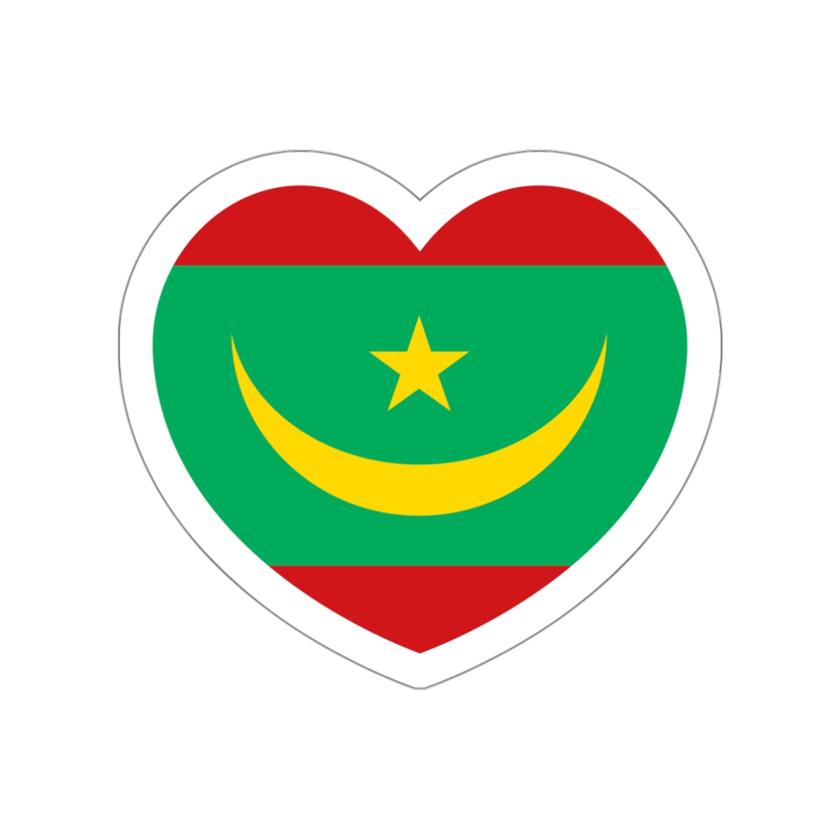 Heart Flag of Mauritania - STICKER Vinyl Die-Cut Decal-White-The Sticker Space