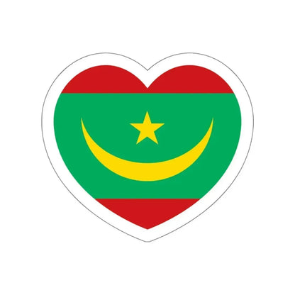 Heart Flag of Mauritania - STICKER Vinyl Die-Cut Decal White Die-Cut 4 Inch - The Sticker Space