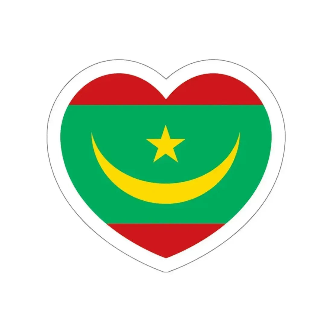 Heart Flag of Mauritania - STICKER Vinyl Die-Cut Decal White Die-Cut 6 Inch - The Sticker Space