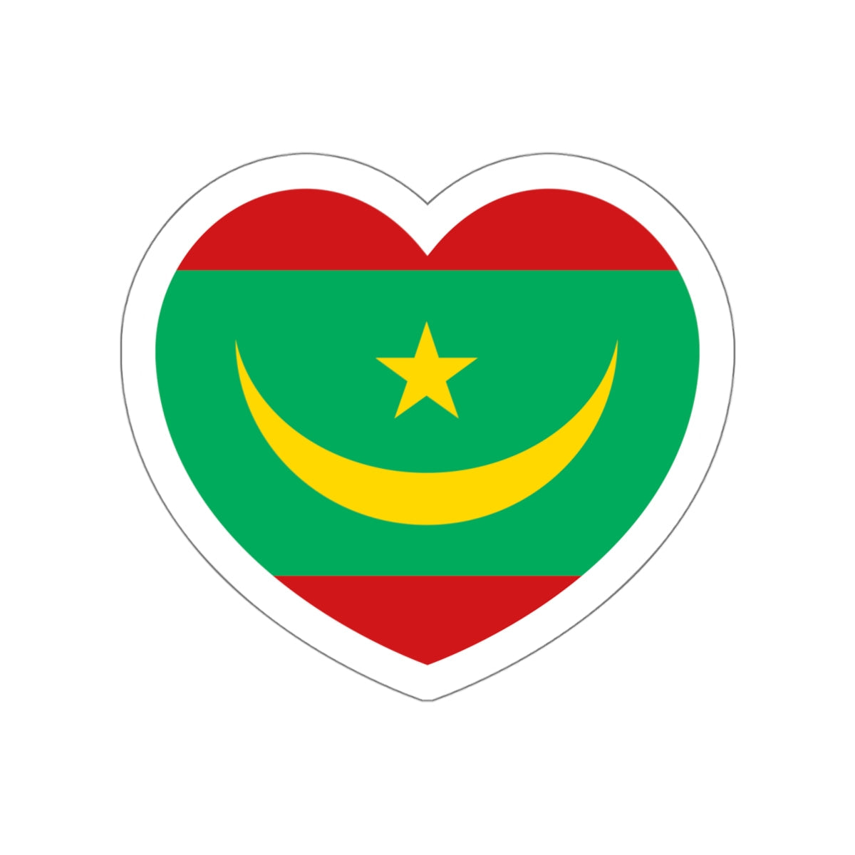 Heart Flag of Mauritania - STICKER Vinyl Die-Cut Decal-White-The Sticker Space